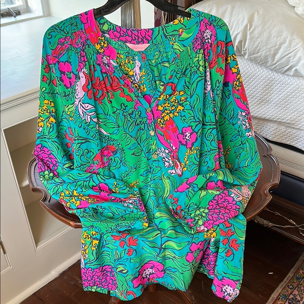Vibrant Floral Long-Sleeve Blouse